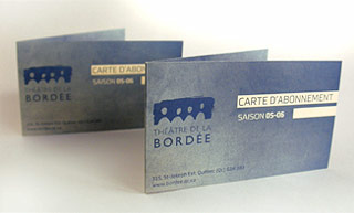 Transistor design : graphic design, Théâtre de la Bordée , Brochure (Les cahiers de la Bordée vol. 1) and registration card