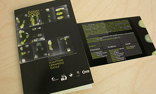 Transistor design : graphic design, École des métiers d'art , Sponsor leaflet for the 2006 exposition «Voie de fait» de l'École des métiers d'art