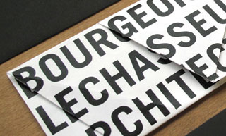 Transistor design : conception design graphique, Bourgeois Lechasseur , papeterie de la firme Bourgeois Lechasseur Architectes
