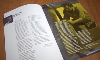 Transistor design : graphic design, Théâtre de la Bordée , Season 2008-2009<em> - Les Essais d'après Montaigne</em> leaflet