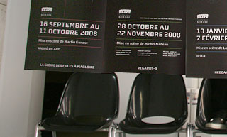 Transistor design : graphic design, Théâtre de la Bordée , 2008-2009 season - Interiors banners (22"x49") of the five plays