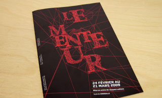 Transistor design : graphic design, Théâtre de la Bordée , Season 2008-2009 - <em>Le Menteur</em> leaflet