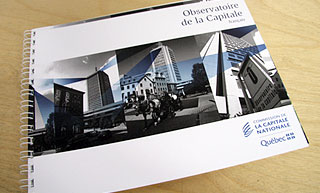 Transistor design : graphic design, Commission de la capitale nationale du Québec , Presentation document, insert and cd-rom for L'Observatoire de la Capitale