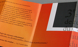 Transistor design : graphic design, Commissaire au Lobbyisme du Québec , Poster and brochure for the 2009 Essay Contest of the Commissaire au Lobbyisme du Québec