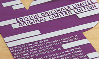 Transistor design : graphic design, La maison Simons , Original Limited Edtion Hang tag for La Maison Simons