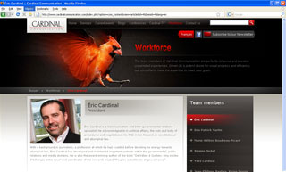 Transistor design : conception site web, Cardinal Communication , Site web réalisé en collaboration avec Spektrum Média