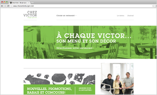 Transistor design : conception site web, Chez Victor , Site web des restaurants Chez Victor