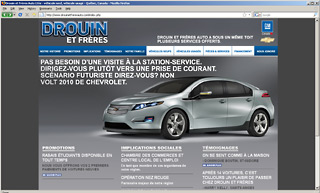 Transistor design : website design, Drouin et Frères Auto Ltée , Web site for the GM Chevy Dealer Drouin et Frères Auto Ltd