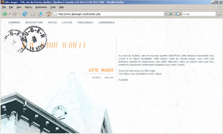 Transistor design : conception site web, Gîte Auger , Site web pour le Gîte Auger